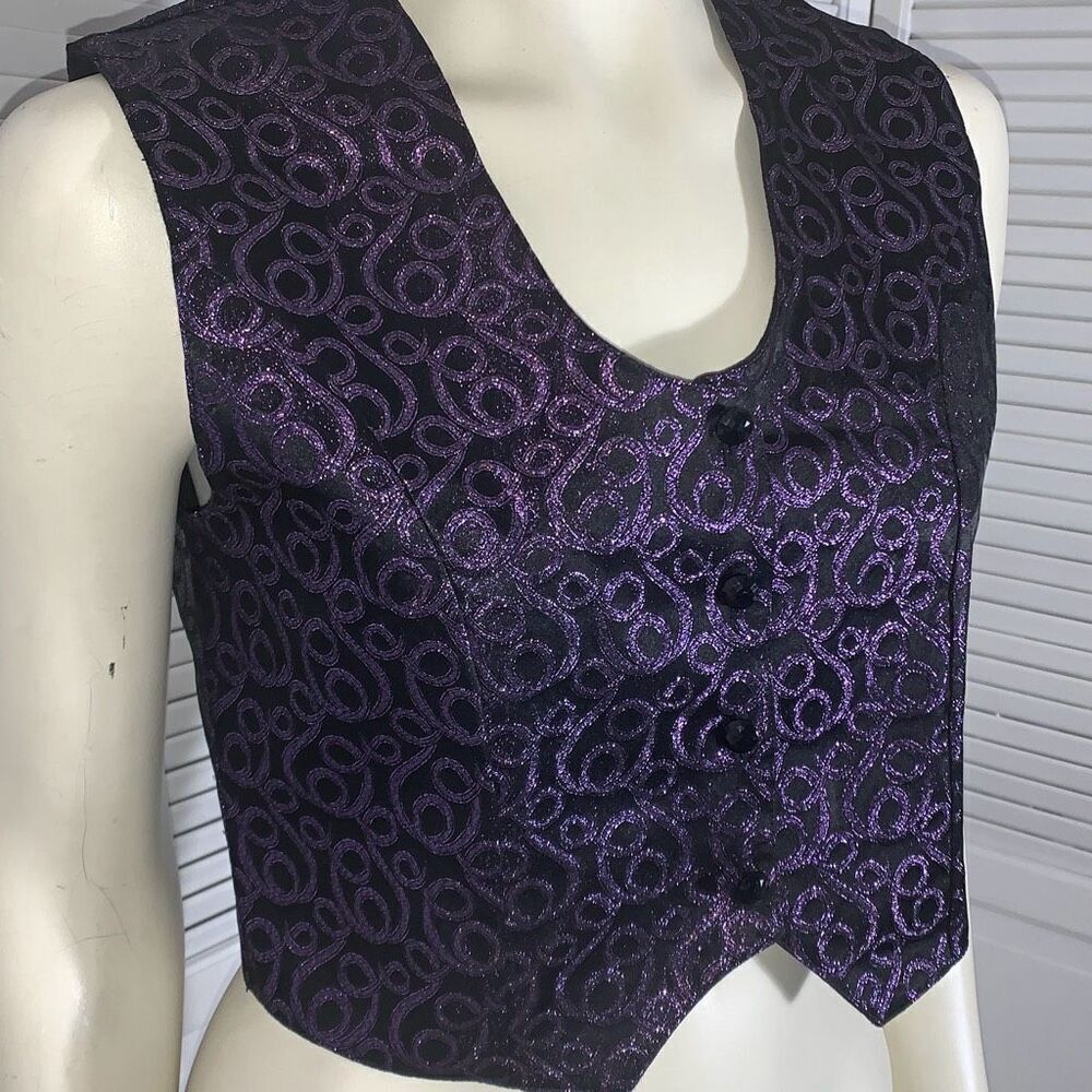 Vintage 1849 Authentic Ranchwear Button Front Vest Small Rodeo Purple Jacquard S